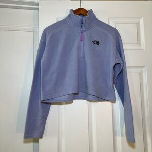 The North Face Cropped Fleece 1/4 Zip Pullover Sweatshirt Light Purple Womens M